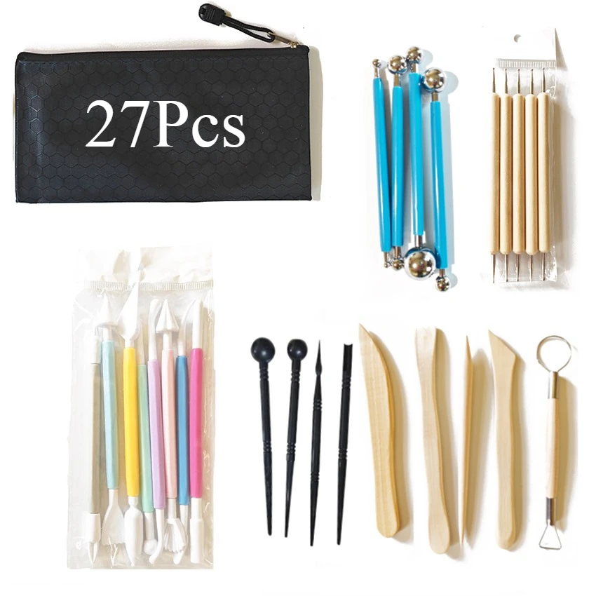 

Polymer Clay Carving Tools Set for Pottery Decorating Ribbon Shaping Knifes Modeling Dotting Smoothing Ball Pressing Rod Kit