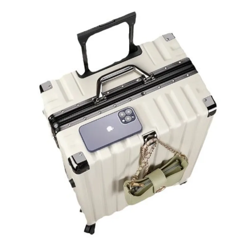 

Front open trunk, aluminum frame, USB charging, multi-function travel tie rod, password boarding, computer cup holder, side
