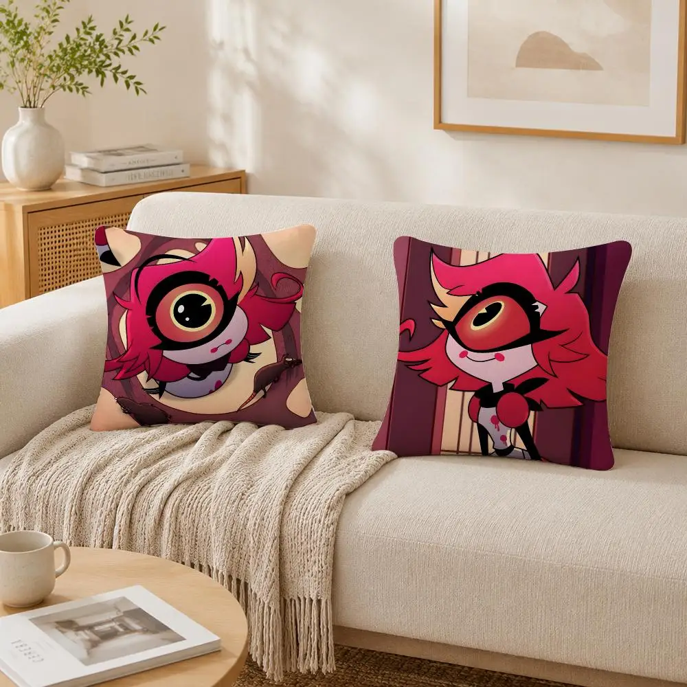 Niffty H-hazbin Hotel Cushion Cover Plush Decorative Pillow Case With Hidden Zipper Cutecore Room Decor For Home