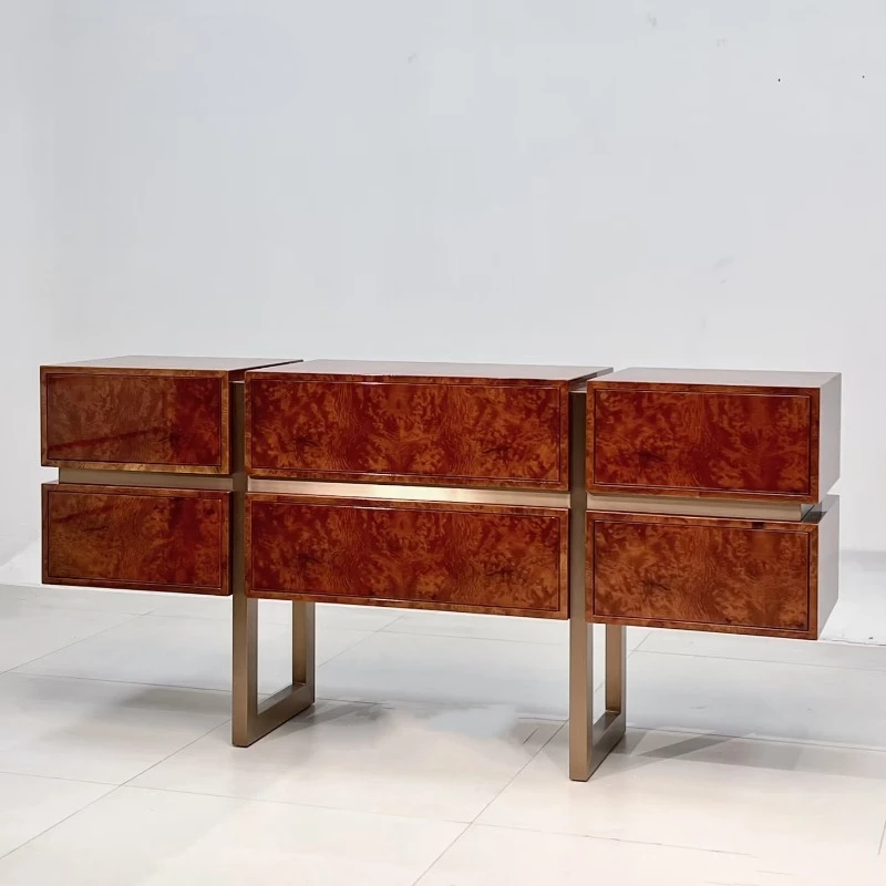 Retro metal solid wood locker chest cabinet home minimalist