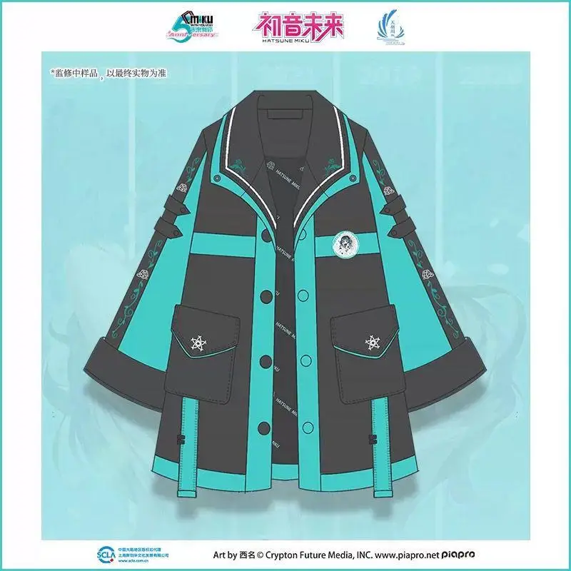 Anime Hatsune Miku Coat Cartoon Cute Women's Fashion Printed Long Sleeve Tops Kawaii Autumn Outdoor Windproof Sports Jacket