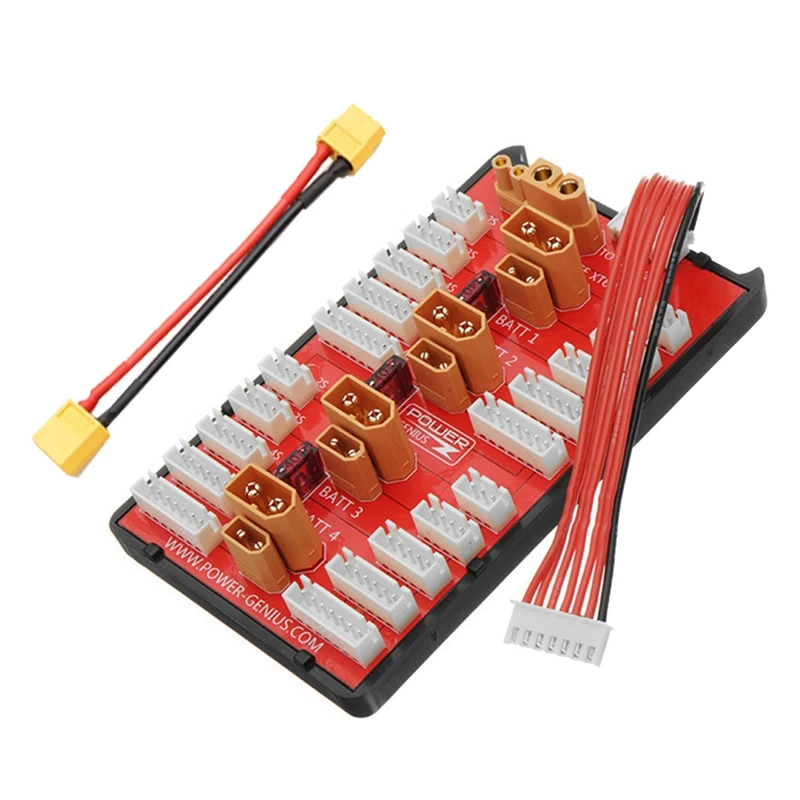 2 IN 1 XT30 XT60 Parallel Charging Board+XT60 Cable Supports 4 Packs 2-6S Lipo Battery For RC Models Multicopter