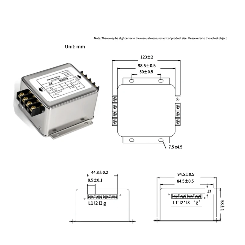 Driefasige stroom Filter omvormer EMI Servofilter Luchtreiniger CW12B-3/6/10/20/30/40/50/60A-R AC 380V CW12B-40A-R CW12B-30A-R