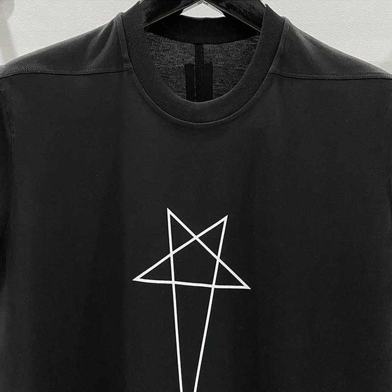 High Street Men\'s T-shirt Oversized Vest Pentagram Print Design Tank Tops O-neck Cotton Balck Men\'s Clothing