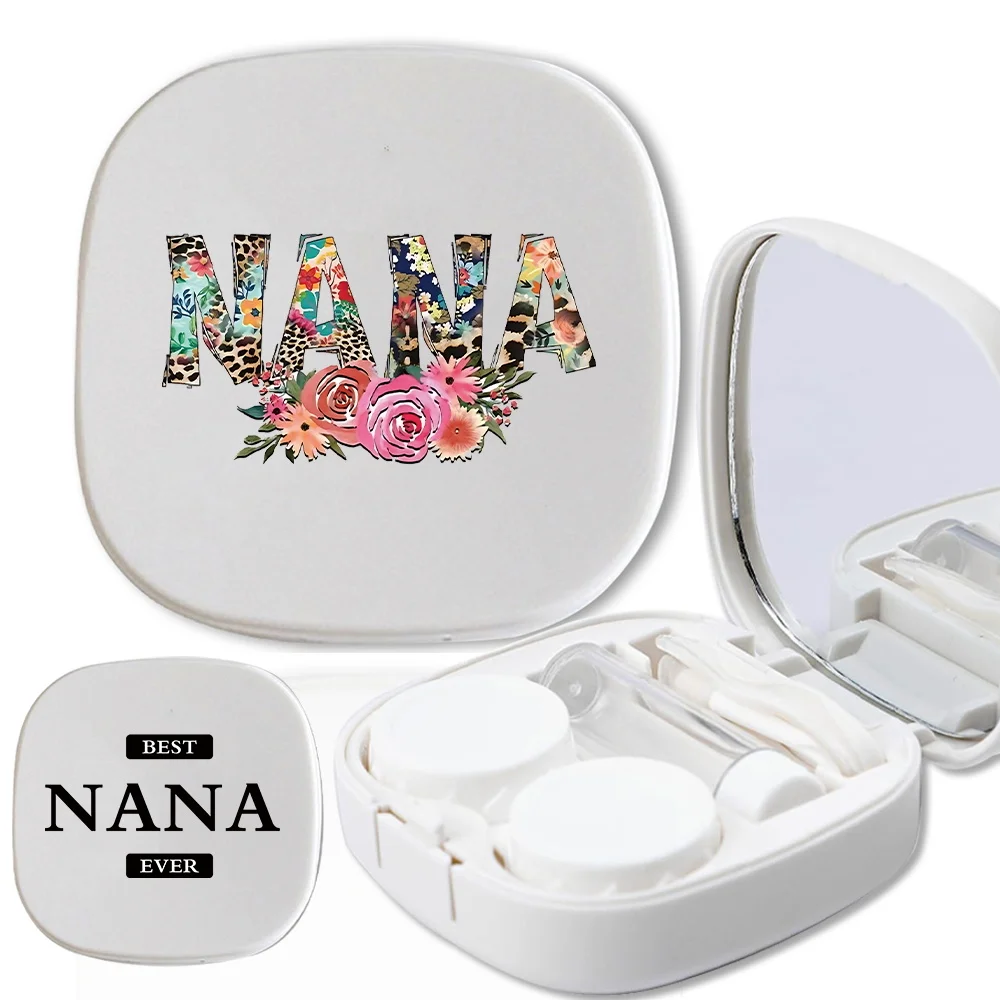 Women Meitong Box Pocket With Mirror Portable Contact Lens Case Portable Meitong Storage Container Case Nana Letter Pattern