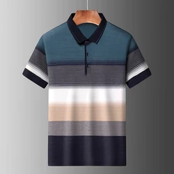 Fashion Summer Mens New Casual Lapel Thin Slim Fit Polo Shirts Breathable Knit Soft Solid Business Polos Tops