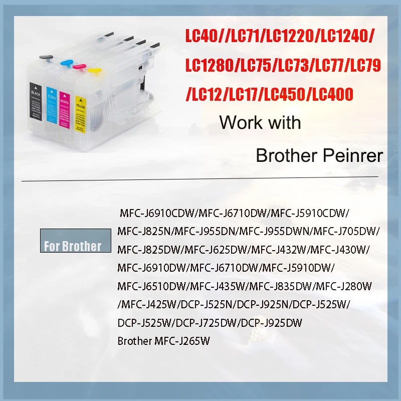 Vilaxh-cartucho de tinta para impresora Brother LC1280, LC1240, LC1220, MFC-J280W, J430W, J435W, J5910DW, J625DW, J6510DW, J6910DW, DCP-J725DW