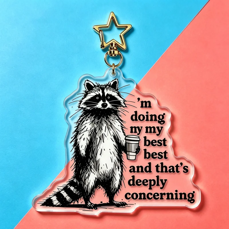 Fun Raccoon‑Themed Acrylic Keychain 
