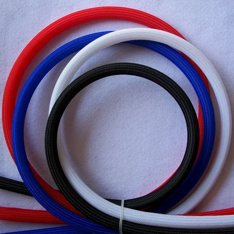 1~50m PET Braid Sleeve White 2/4/6/8/10/12/14/16/20/25/30/35/40/50/60mm High Density Insulated Snake Skin Cable Wrap Sheath