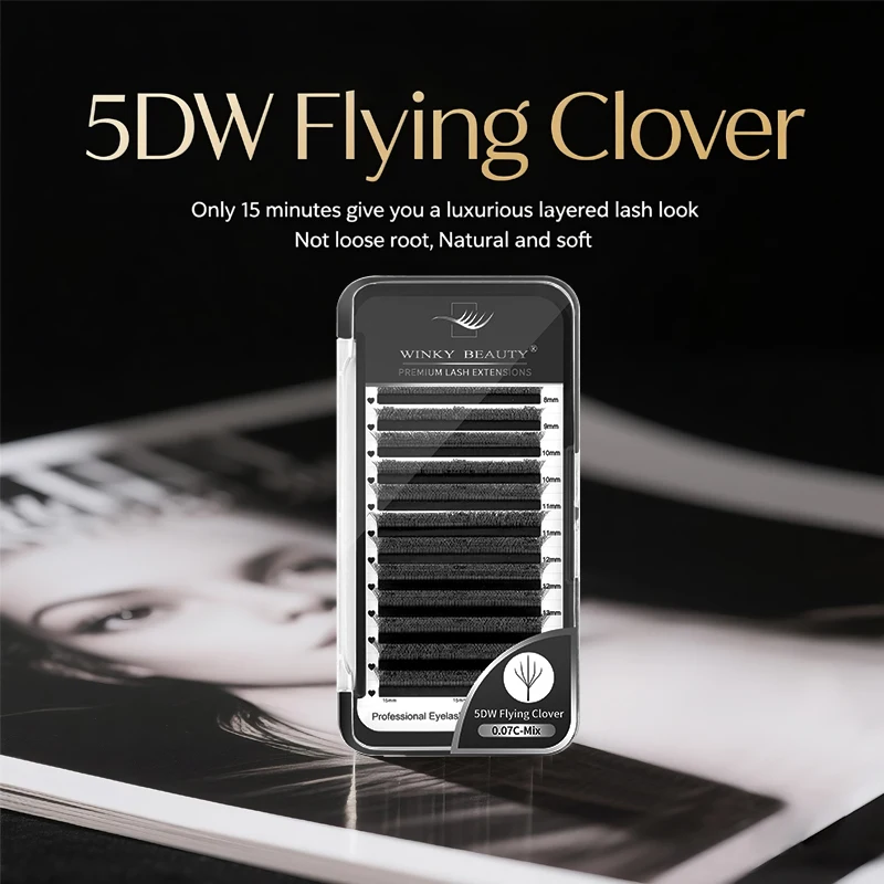 

New Different lengths 5d Effect Stereoscopic False Eyelashes Camellia 5D W-Shape Handmade Automatic Flower Eyelashes Extension