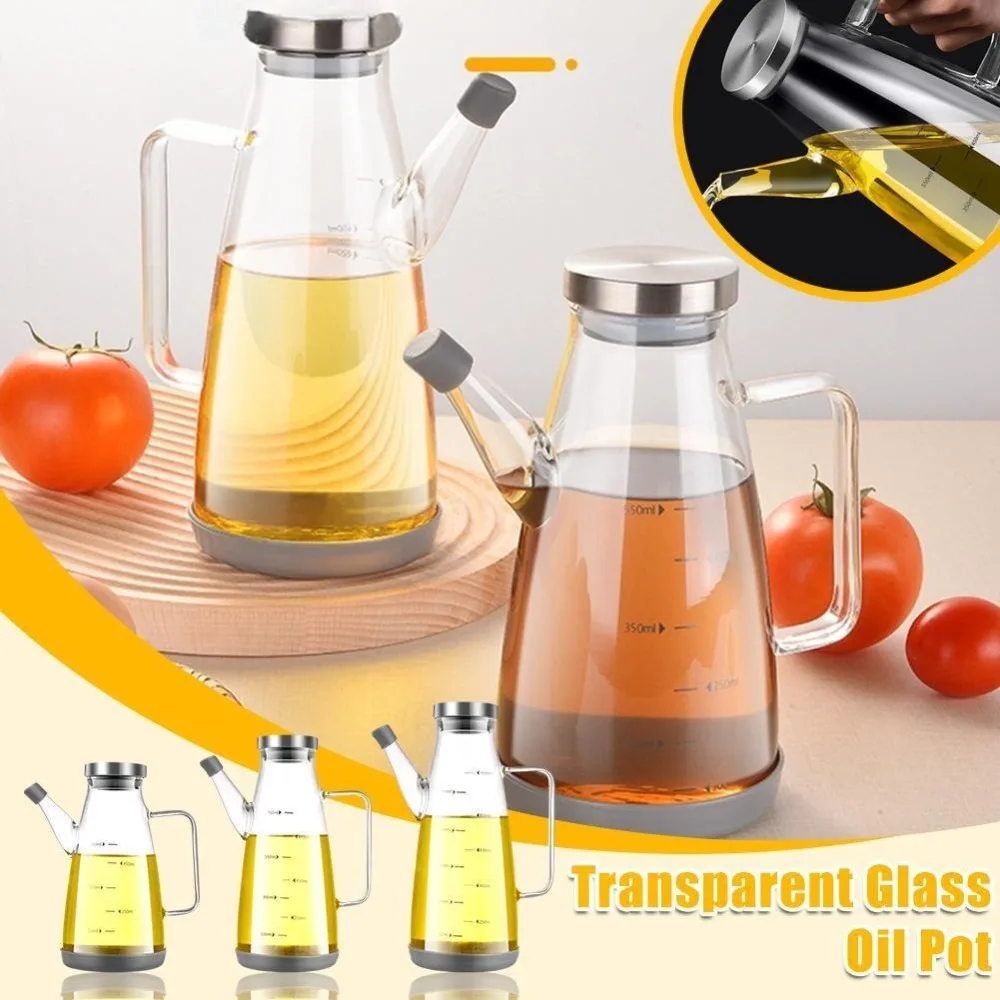 

Durable Food-grade Oil Dispenser Bottle Leak-Proof Large Capacity Glass Oil Pot 600/800/1000ML Oil Storage Container Household