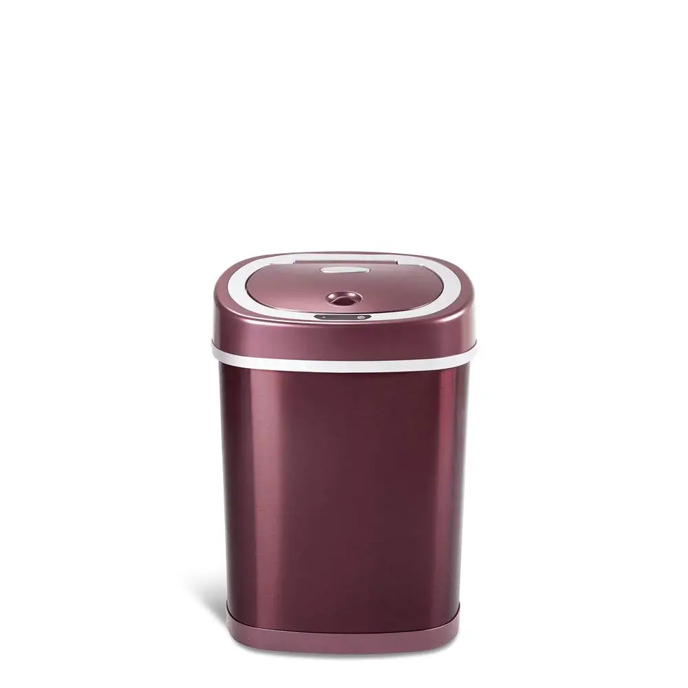 

Oval Motion Sensor Trash Can, 3.9 Gallon 15L Touchless Bathroom Waste Bin (Slim, Burgundy)