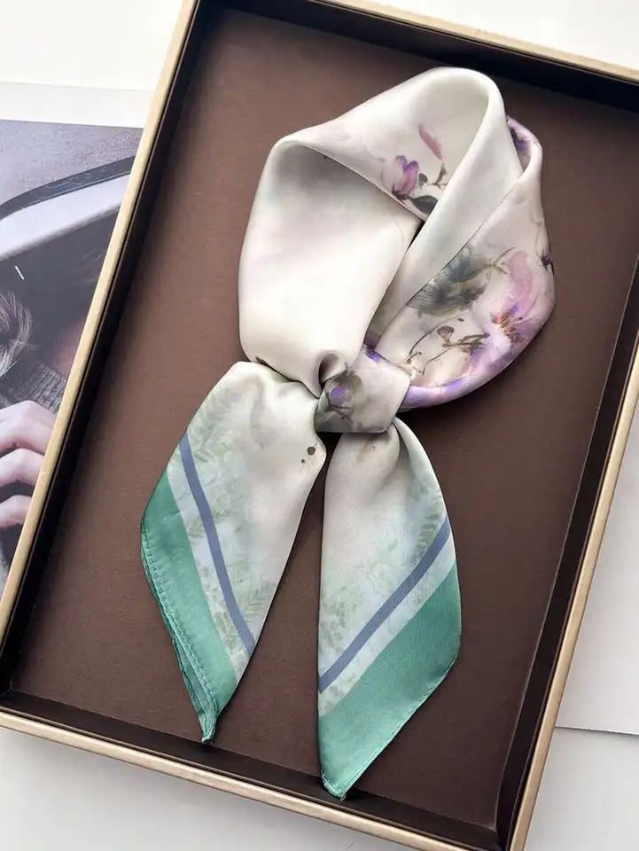 Faux Silk Printed Oil Painting Women Scarf