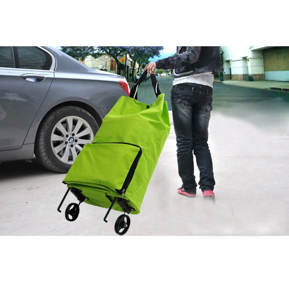

Foldable Shopping Cart Oxford Bag Large Capacity Storage Trolley Folded Portable Travel Wear Resistant Household