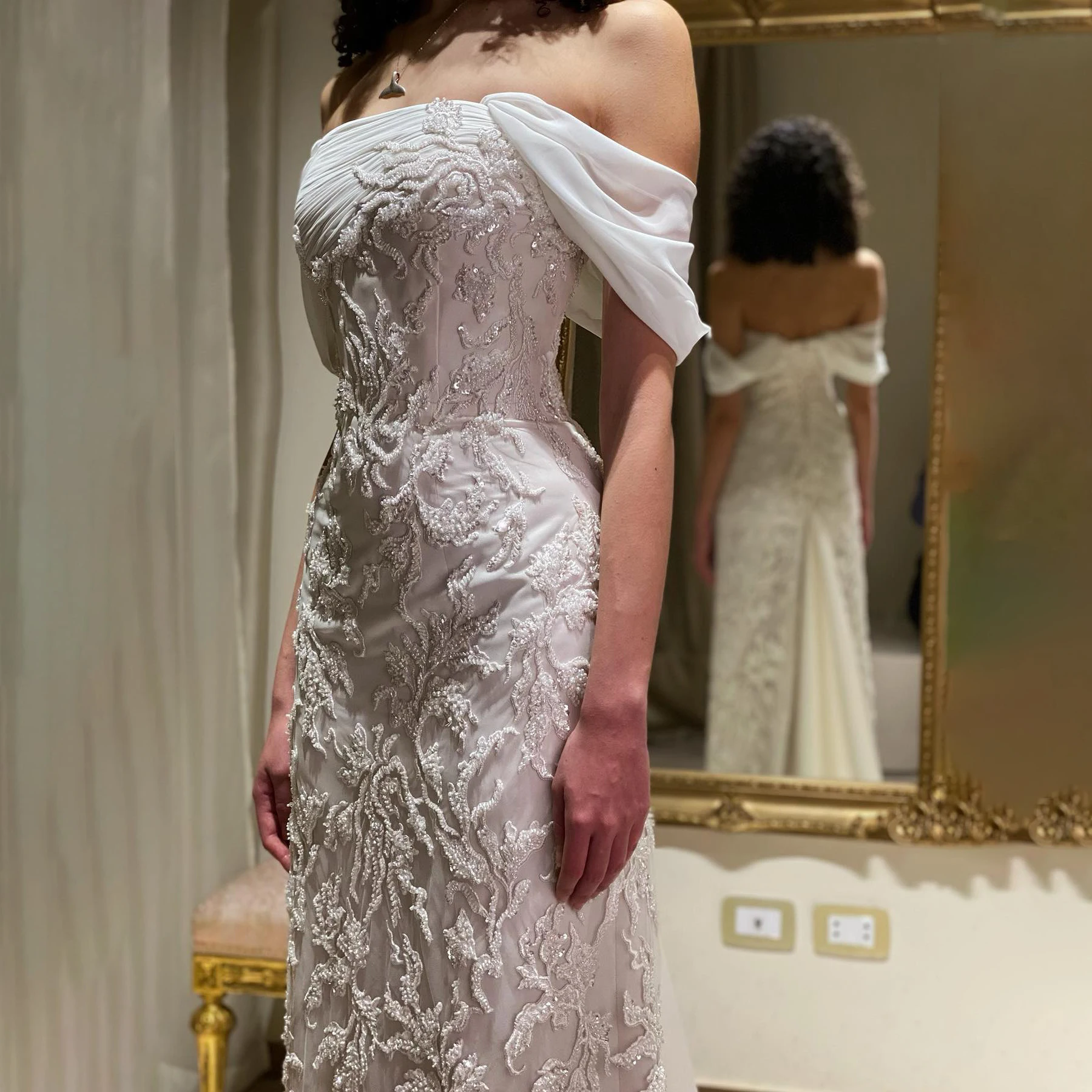 

Шарон Саид Элегантное вечернее платье с открытыми плечами Русалка из бисера с открытой спиной платья для выпускного вечера для свадебной вечеринки SS622 по индивидуальному заказу