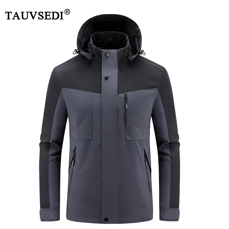 

Autumn Men Windproof Hooded Casual Sport Jacket Coat Man Waterproof Outdoor Jogger Hiking Jacket Male Detachable Hat Climb Parka