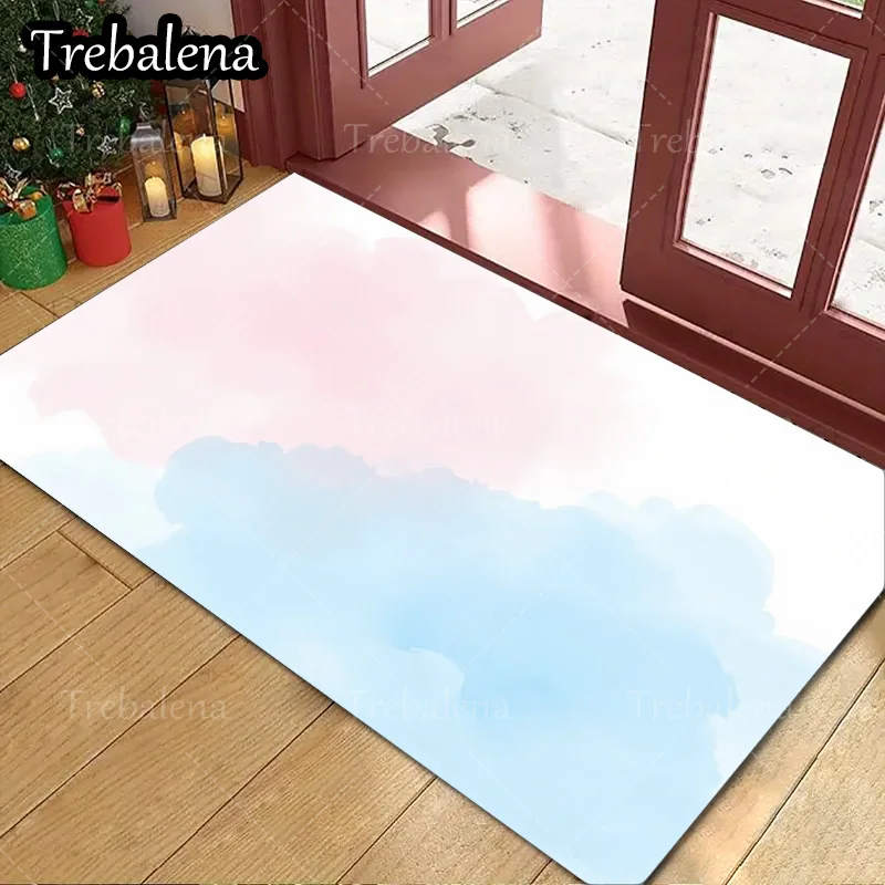 

1pc Welcome Door Mat Watercolor Sky Clouds Doormat Soft Absorbent Indoor Outdoor Rug