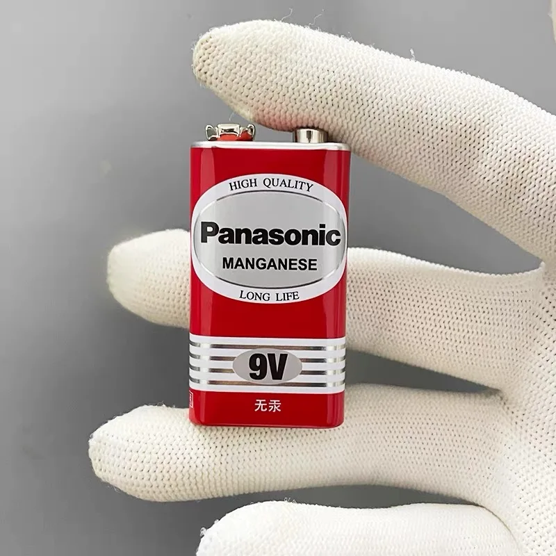 Original Panasonic 6F22ND 9V Zinc Carbon Battery, Mercury-Free & Long Life, for Alarm/Wireless Microphone/Smoke Detector