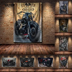 Motorcycle on the way Banner Flag Motorcyclist Poster Wall Art AD Vintage Sign Dark Motor Car Man Cave Garage Pub Club Bar