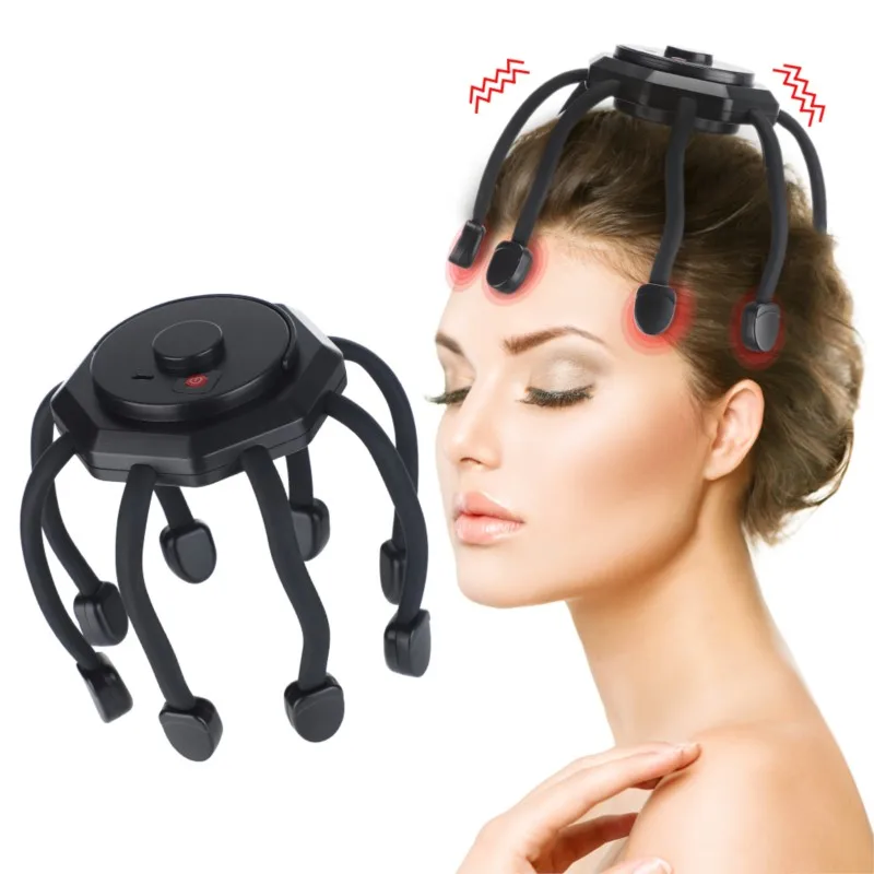 Octopus Electric Head Massager 3 Modes Vibration Massage Scalp Relieve Head Fatigue Antistress Hair Growth Wireless Portable