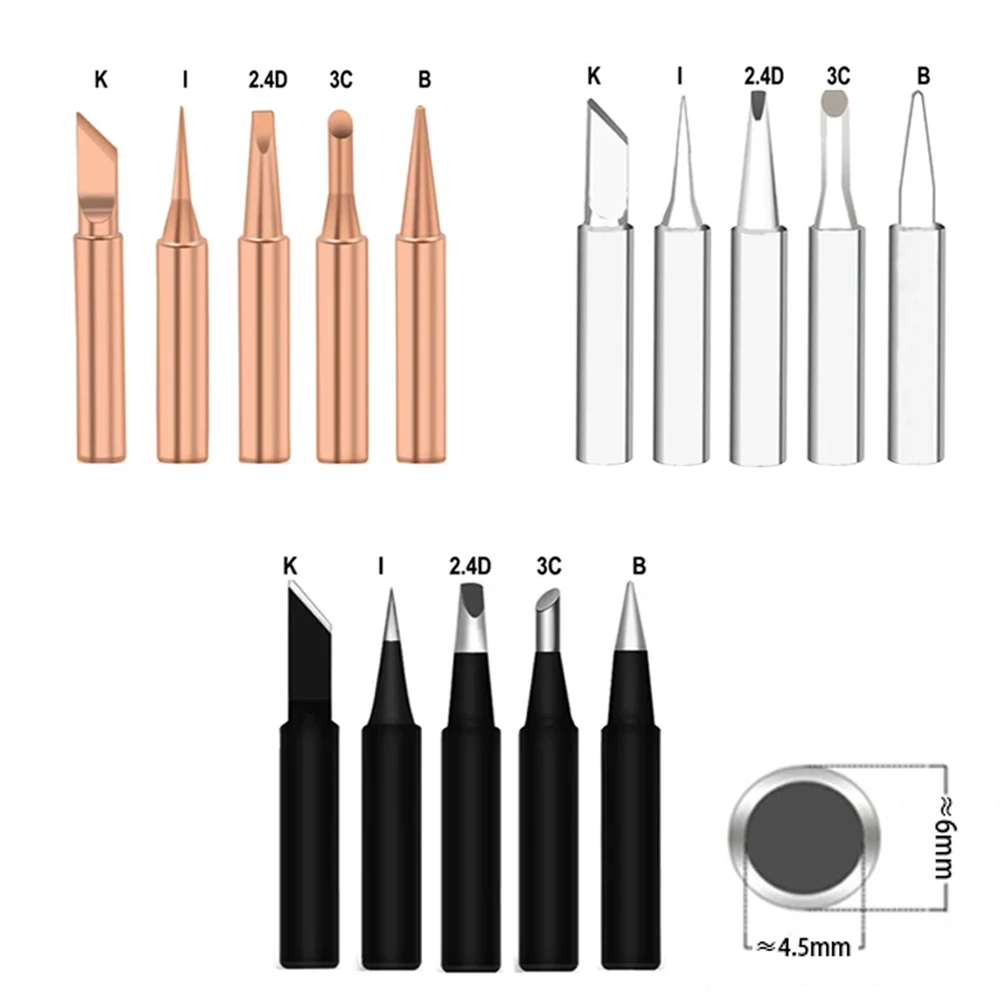 5Pcs 900M Solder Iron Station Tool Sharp Soldering Iron Head Set Inside Hot Bare Electric Soldering Iron Tip I+B+K+2.4D+3C