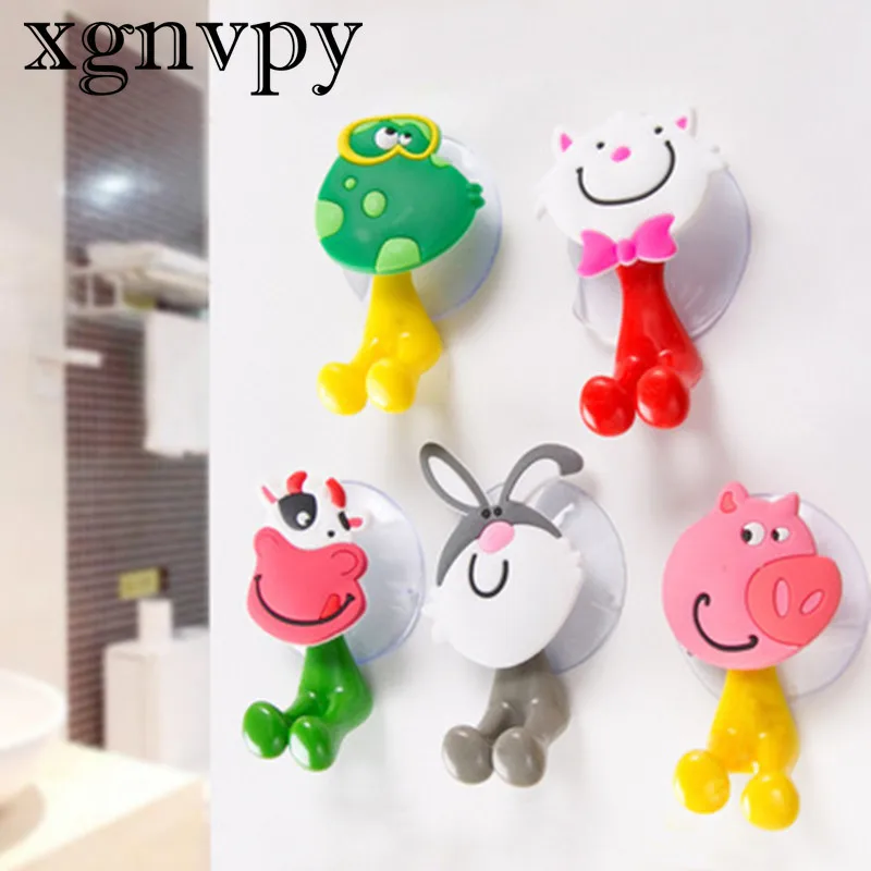 xgnvpy Cartoon Animal Toothbrush Holder Wall Mounted Antibacterial Storage Rack Suction Cup Bathroom Organizer