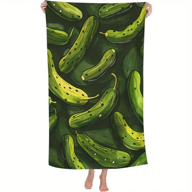 Beach Towel Cucumber Pattern Sun Protection Windproof Suitable for Swimming Pool Camping Travel Blanket