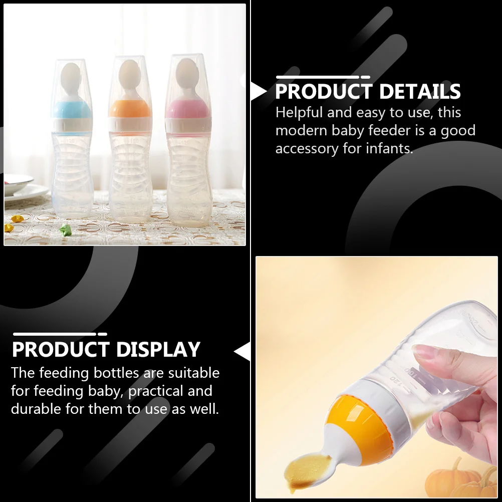 

Baby Food Feeder Silicone Spoon Bottle Rice Paste Food Dispenser Soft Feeding Bottle for Infant Gum Massage and Feeding Supplies
