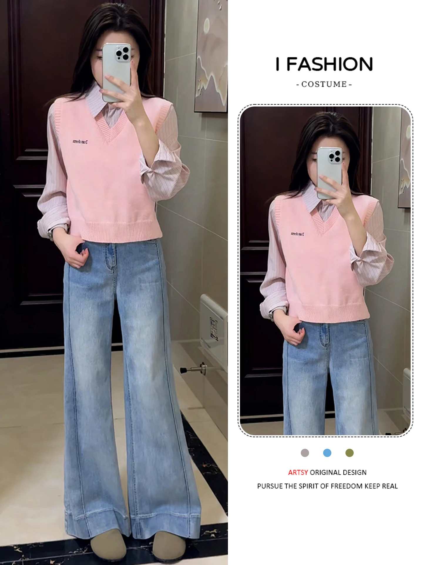 

Slimming Effect Knitted Top Women's Loose Sle Long Sve V-Ne Color Spring Autumn New Sle Faionable Casual Wear