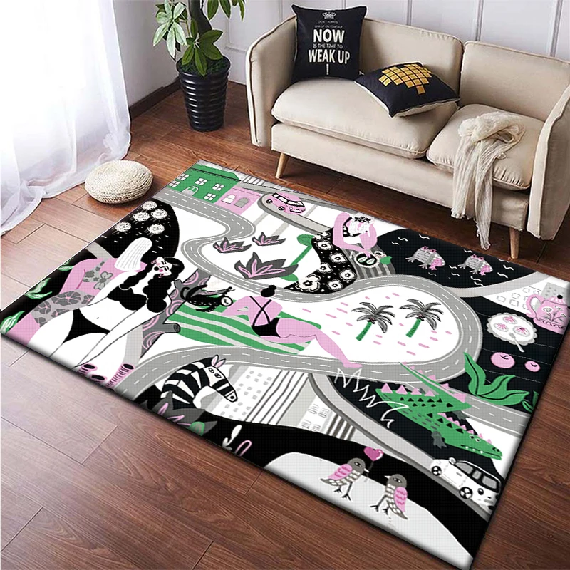 Artistic style high-definition printed carpet, living room, bedroom floor mat, kitchen mat, children's bedroom mat