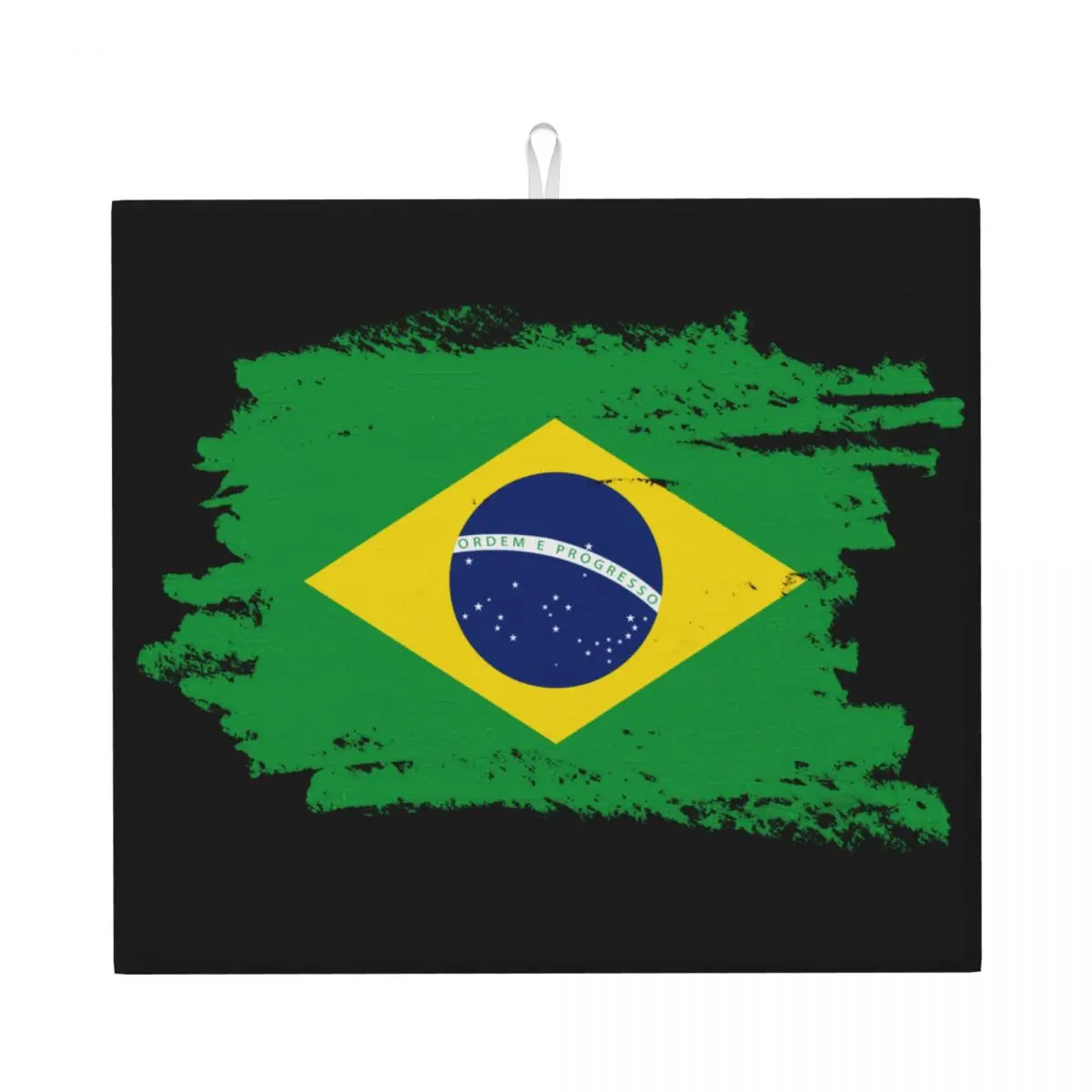 Custom Flag Of Brazil Dish Drying Mat for Kitchen Quick Dry Super Absorbent Brazilian Proud Microfiber Dishes Drainer Pad