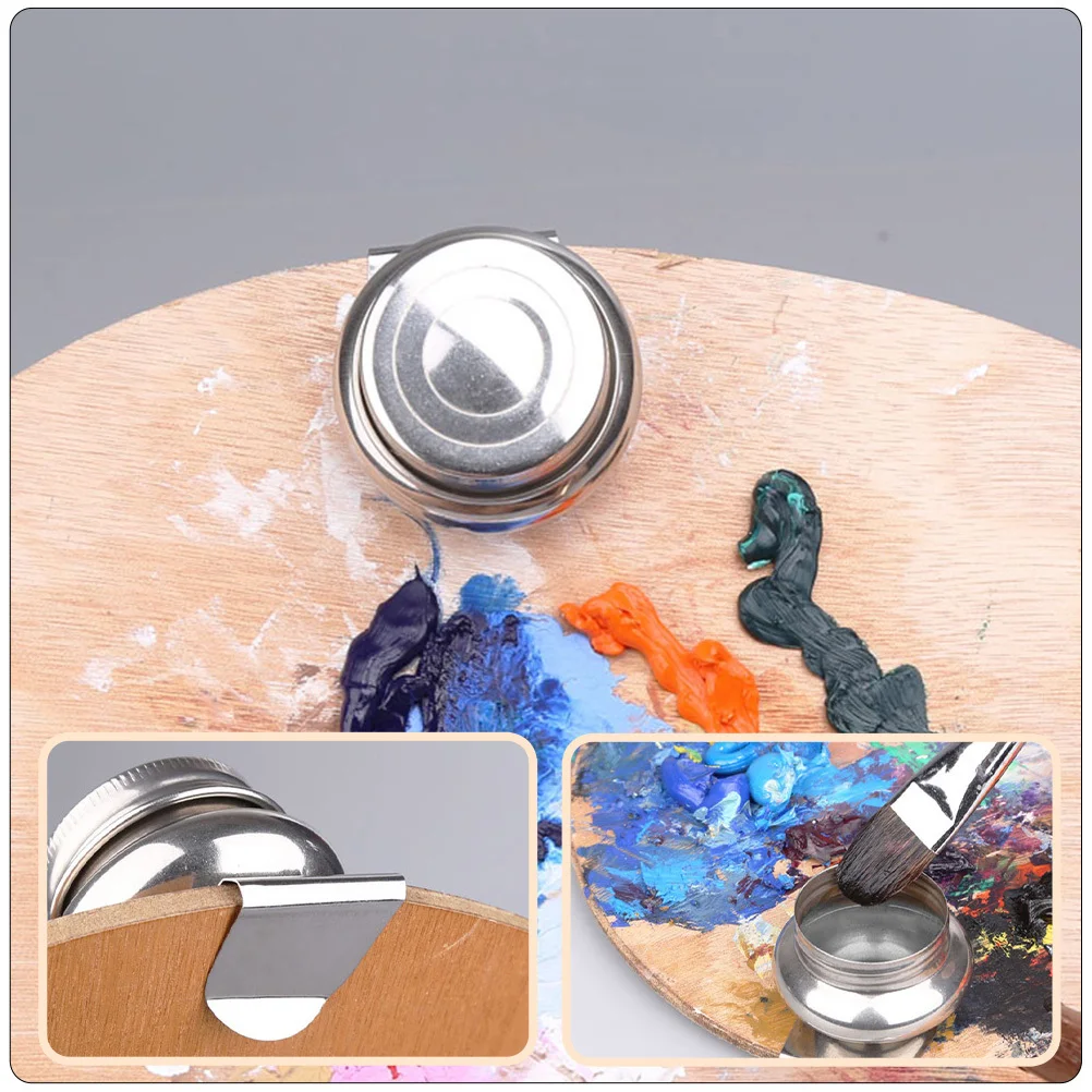 Barris de lavagem de tinta a óleo, 3 peças, escova de aço inoxidável, potes de lavagem, capa removível, economia de espaço, limpador de escova para aulas de arte e