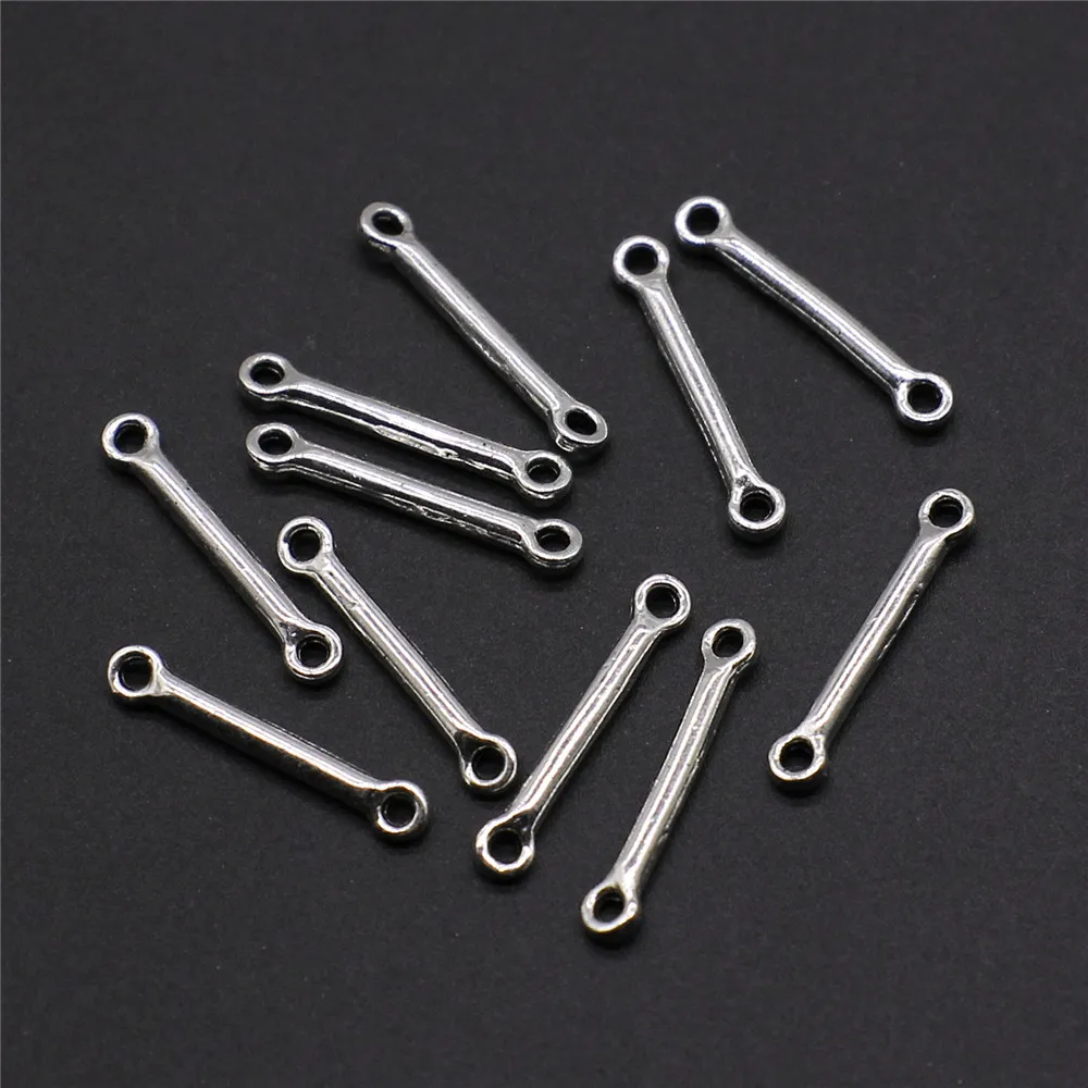 40pcs Jewelry Accessories Handmade Craft Connector Connector Charms Antique Silver Color 2x15mm