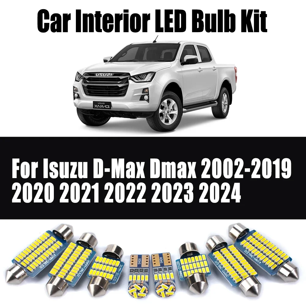 

8Pcs Canbus LED Interior Map Dome Reading Light For Isuzu D-Max Dmax 2002- 2020 2021 2022 2023 2024 Car Bulbs Lighting Kit