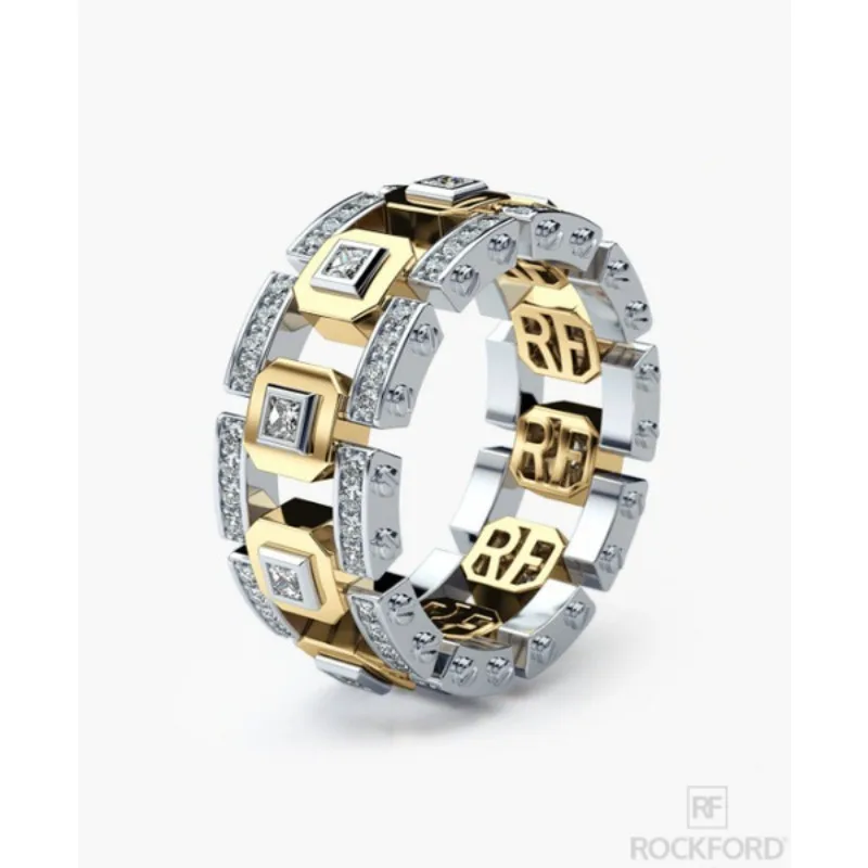 New Fashion Modern Plated Color Separation Ring European and American Creative Full Zircon Engagement Want to Come to Jewelry