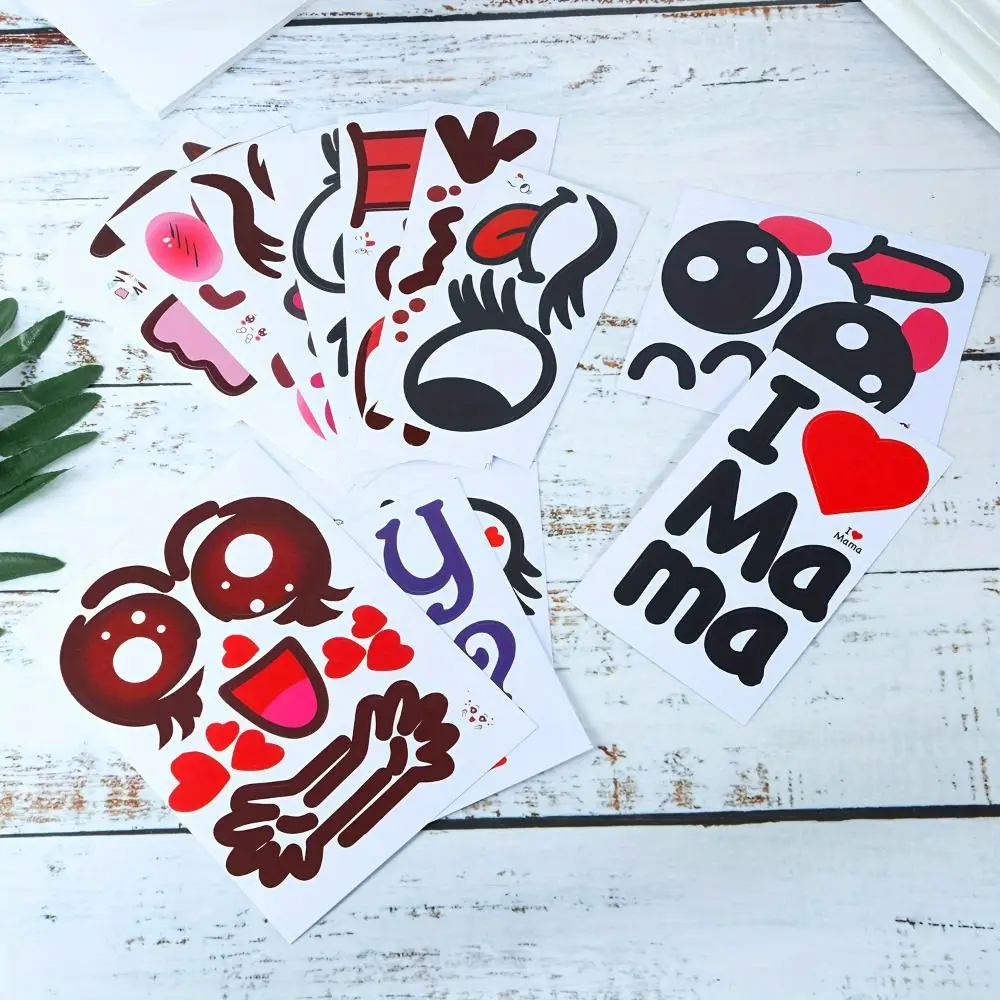 9PCS/Set Self Adhesive Pregnancy Belly Stickers Cartoon Face Pattern Peel and Stick Maternity Belly Stickers Multicolor