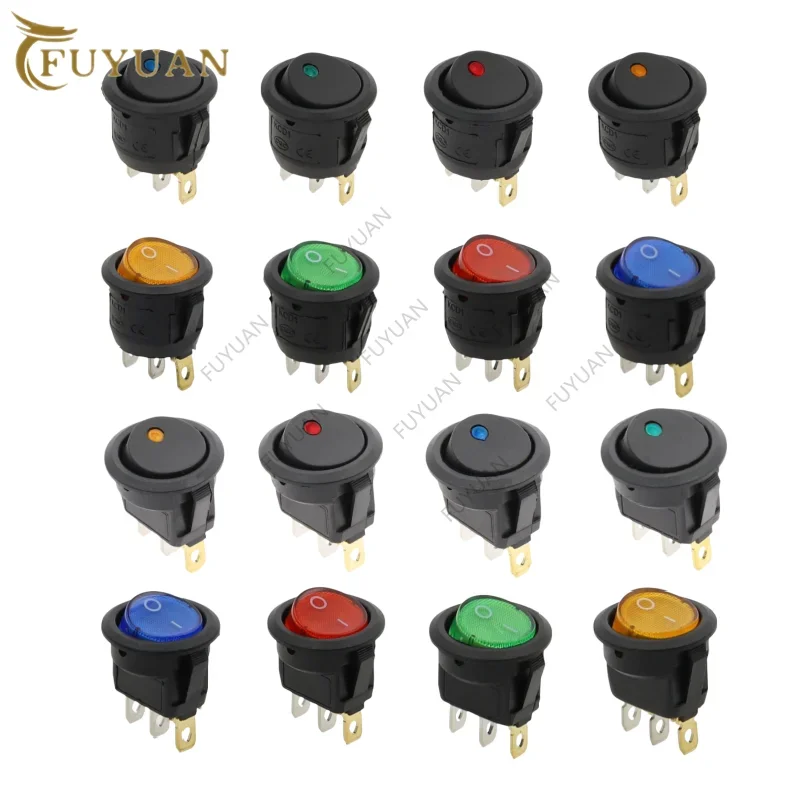 

1pcs 20mm KCD1 Led Switch 12V 220V Light Power Switch Car Button Lights ON/OFF 3pin Round Rocker Switch