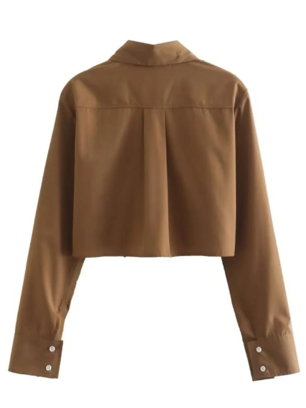 Nova csa fena de manga crida, soltinha, branca, estilo outono, com gola dobrável, curta, estilo urbano, que deixa a...