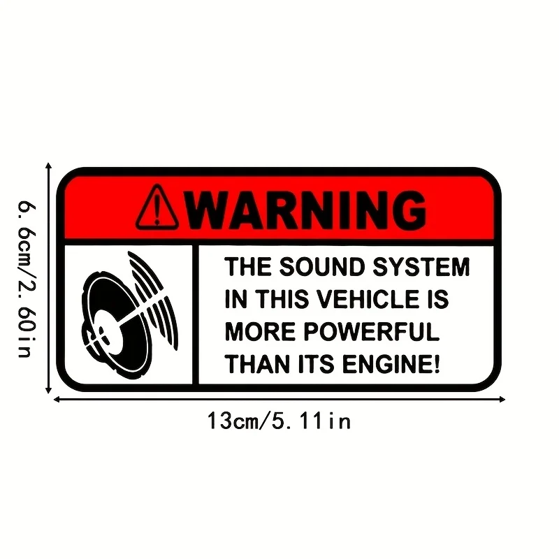 Stiker Mobil Peringatan Suara 5.1 Inci, Stiker Peringatan Kartun, Stiker Tahan Air untuk Jendela, Kulkas, dan Bagasi