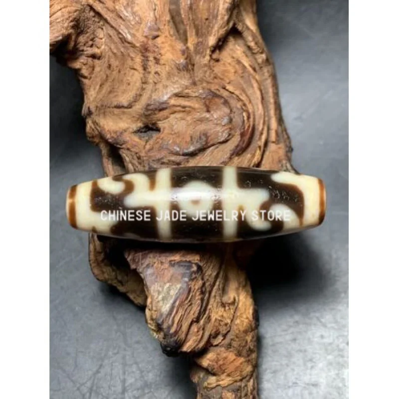 

Античный волшебный мощный старый Тибетский Агат * Lianshifaqi 3 глаза * Amulet бусины дзи A1002