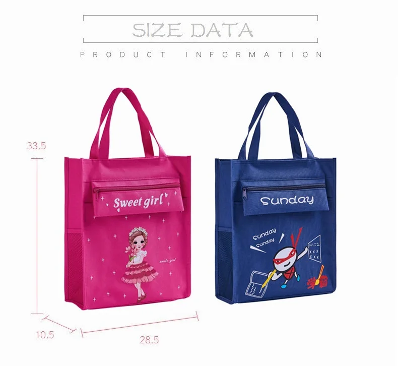 Student Tote Bag Children Hand Bag Document Bag Canvas Tutoring Bag School Bags for Girls Boys Tutorial Bags