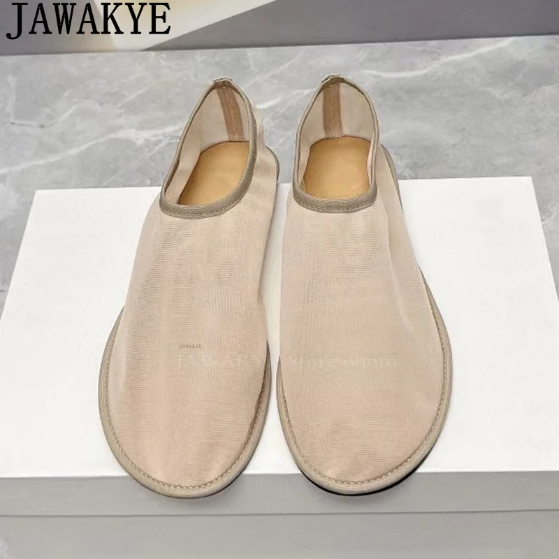 Summer Hot Sale Gauze Net Flats Single Shoes Women Nude Hollow Ventilate Nun Shoes Luxury Breathable Ballet Dance Shoes Woman