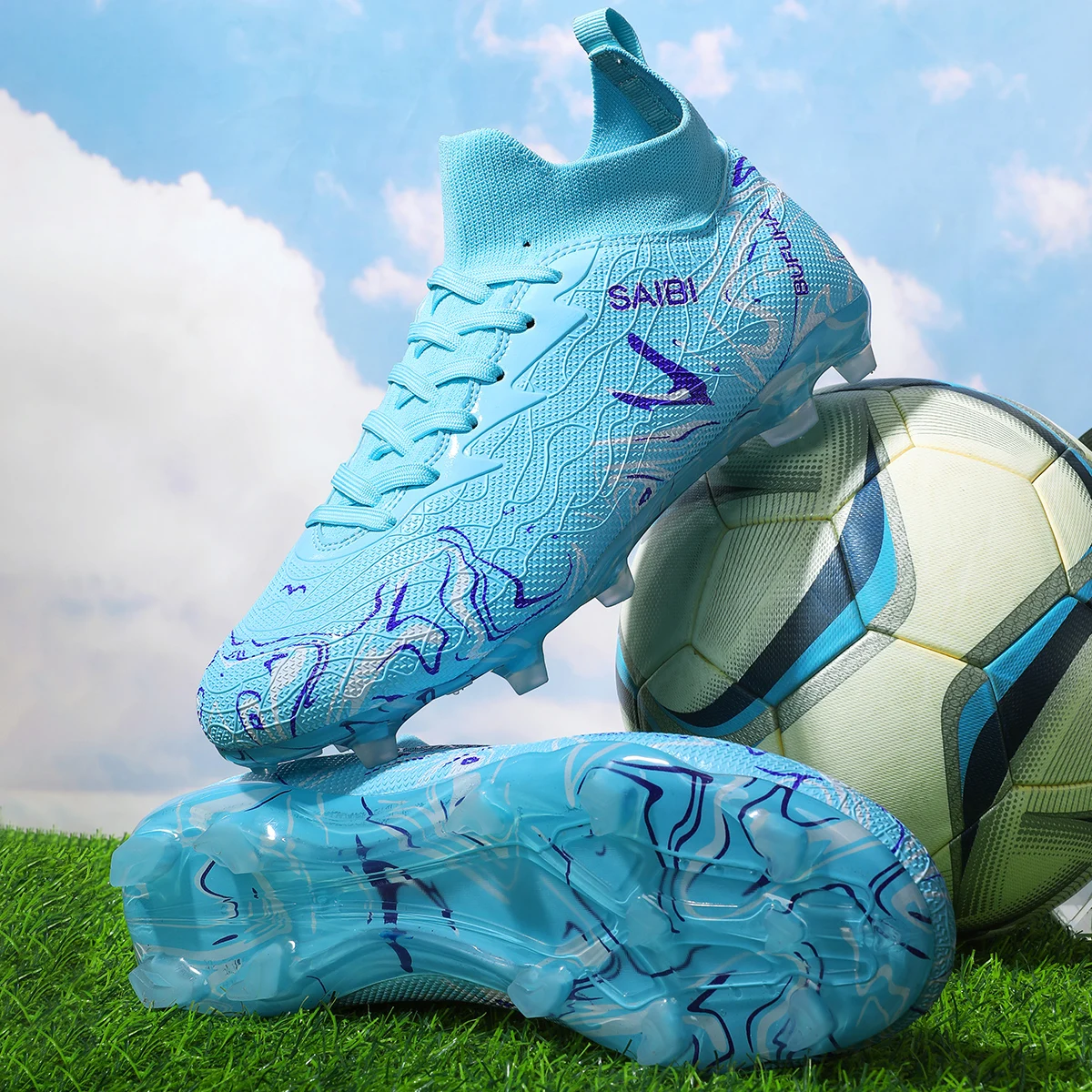 Training Casual Dual-use AG FG Soccer Boots PU Mesh Reinforced TPU Stud Anti-slip Wearproof Outdoor Grass Athletic Shoes