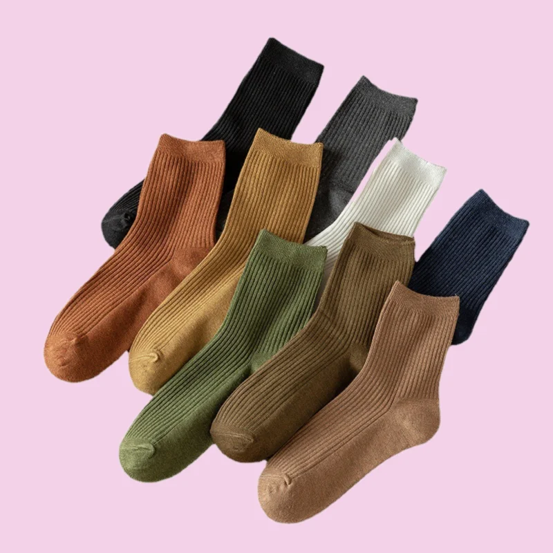 

2/5 Pairs Women's High Quality Socks Pure Cotton Middle Tube Socks Winter Trendy Long Socks Pile Socks Pure Cotton Long Socks