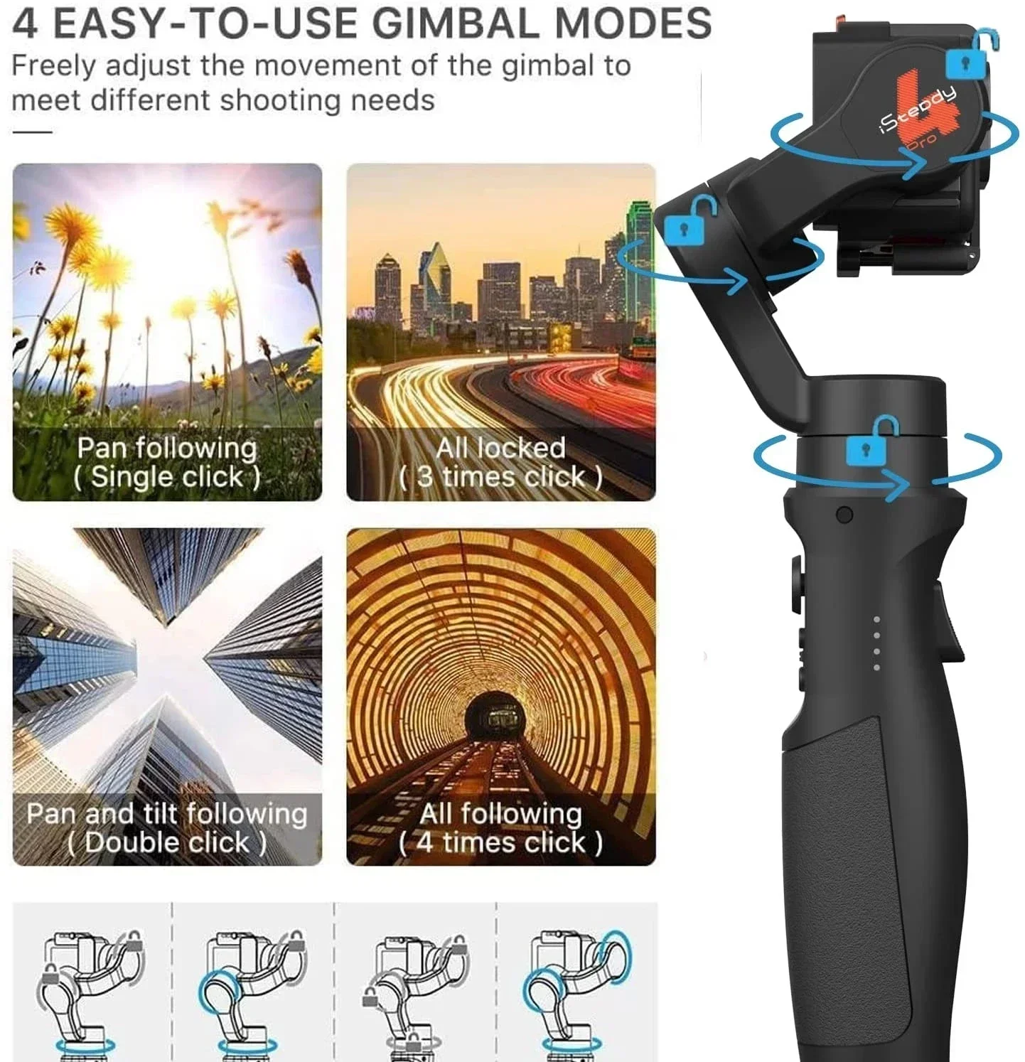 3-Axis Action Camera Gimbal Stabilizer for Sport 10/9/8/7 Insta360 One R DJI OSMO Action Camera Gimbal Hohem Pro 4/Pro 3 view 2
