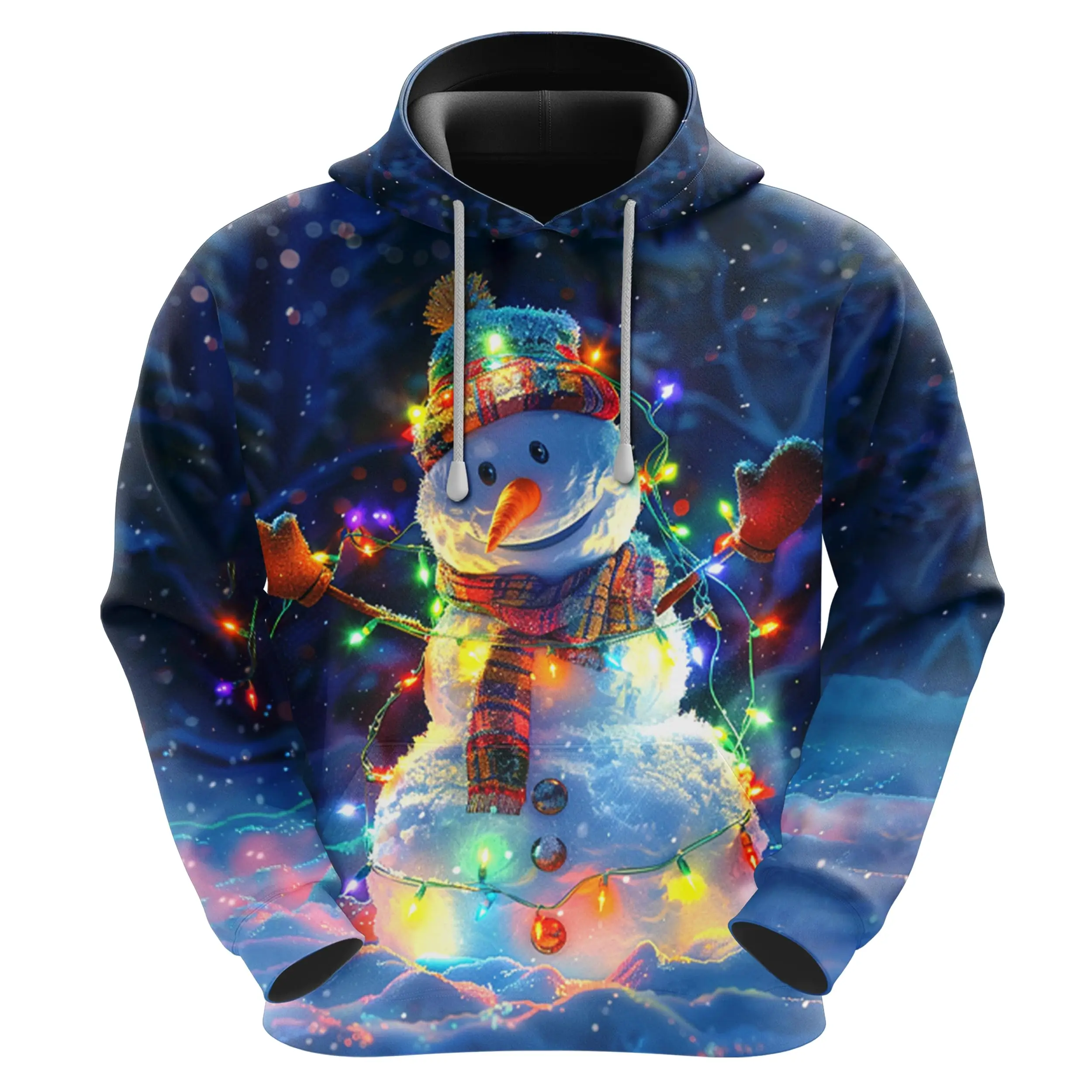 Men's Xmas Fleece Hooded Sweatshirt - 3D Santa Christmas Printed Pullover Hoodie Men Women Set