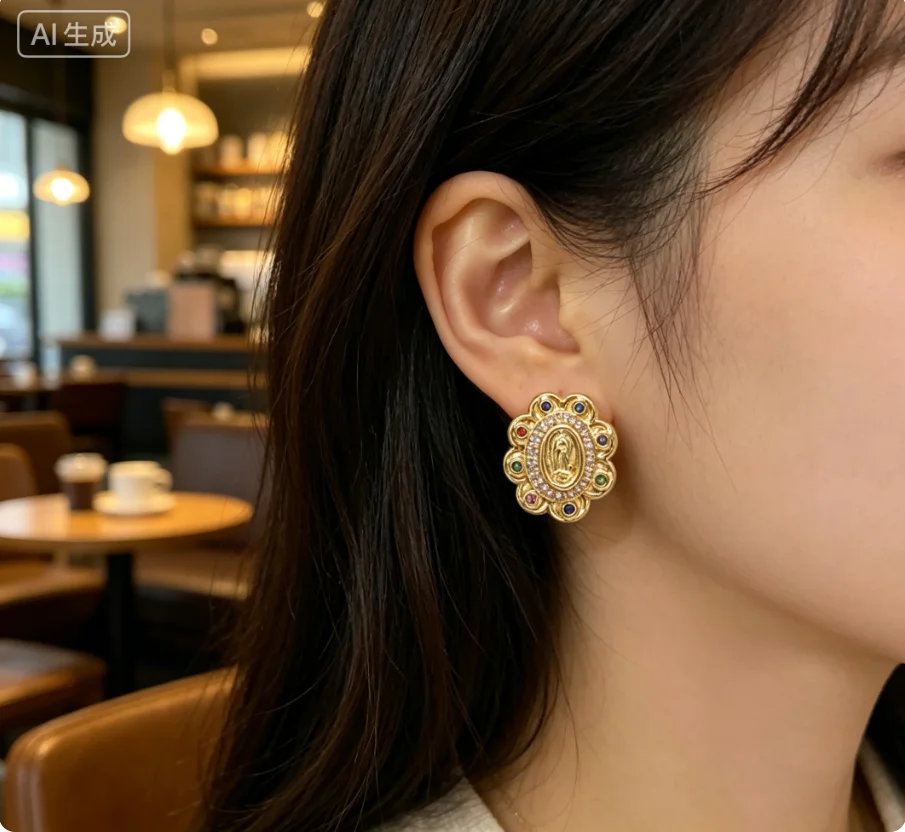 

WT-ME096 New 18k Gold Plated Tiny Colored Zricon Flower Design For Women Earring Studs Daily Commuter Decent Decoration