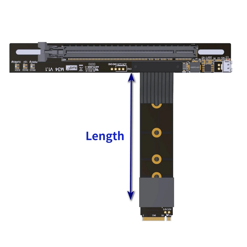 PCIe 4.0 M.2 NGFF M‑Key To PCIE X16 GPU Riser Cable 64Gbps Foldable Ribbon Desktop Gaming PC Graphics Card Vertical Installation