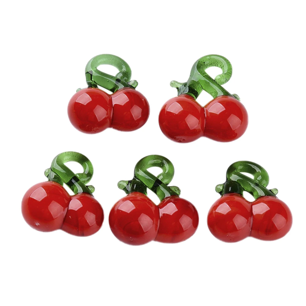 20pcs Handmade Cherry Strawberry Corn Eggplant Watermelon Lampwork Pendants for Diy Jewelry Making Necklace Earrings Accessories