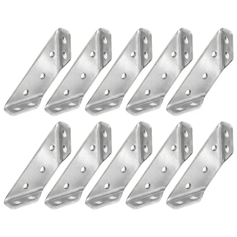 A44Z-10PCS Universal Furniture Corner Connector, Angle Fasten Connector Triangle Support Frame Stainless Steel Corner Bracket